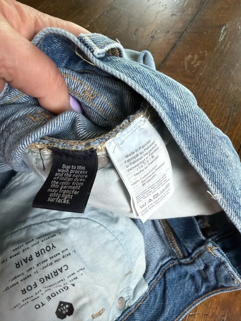 Madewell Light Wash Distressed Denim Mini Skirt 30”‎